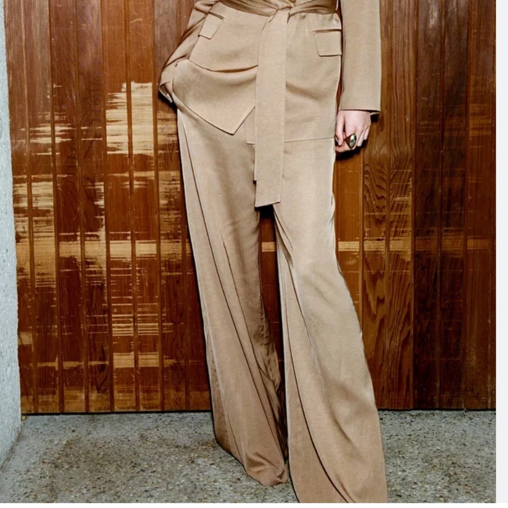 ZARA Caramel Wide Leg Trousers | M